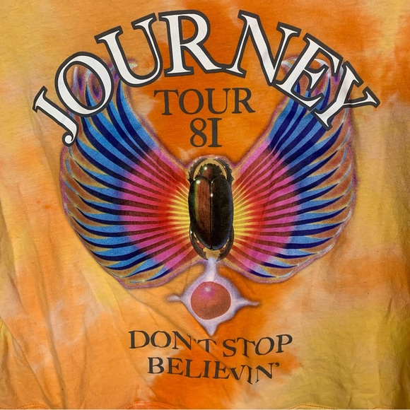 Journey Graphic Vintage Inspired Tye Dye Tour Don’t Stop Believin Cropped Tee - Picture 7 of 13